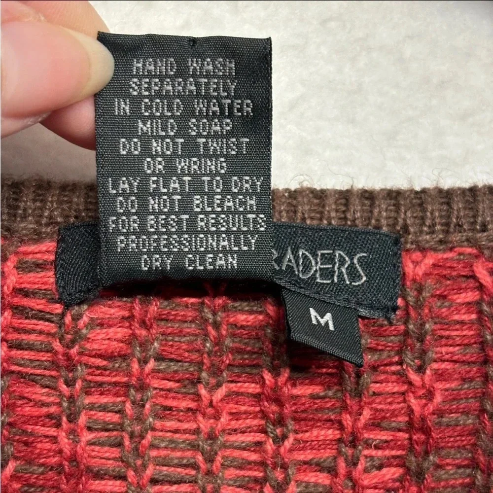 Nomadic Traders Zip Front Cardigan Cotton Blend‎ M Leaf Print Knit Leaf